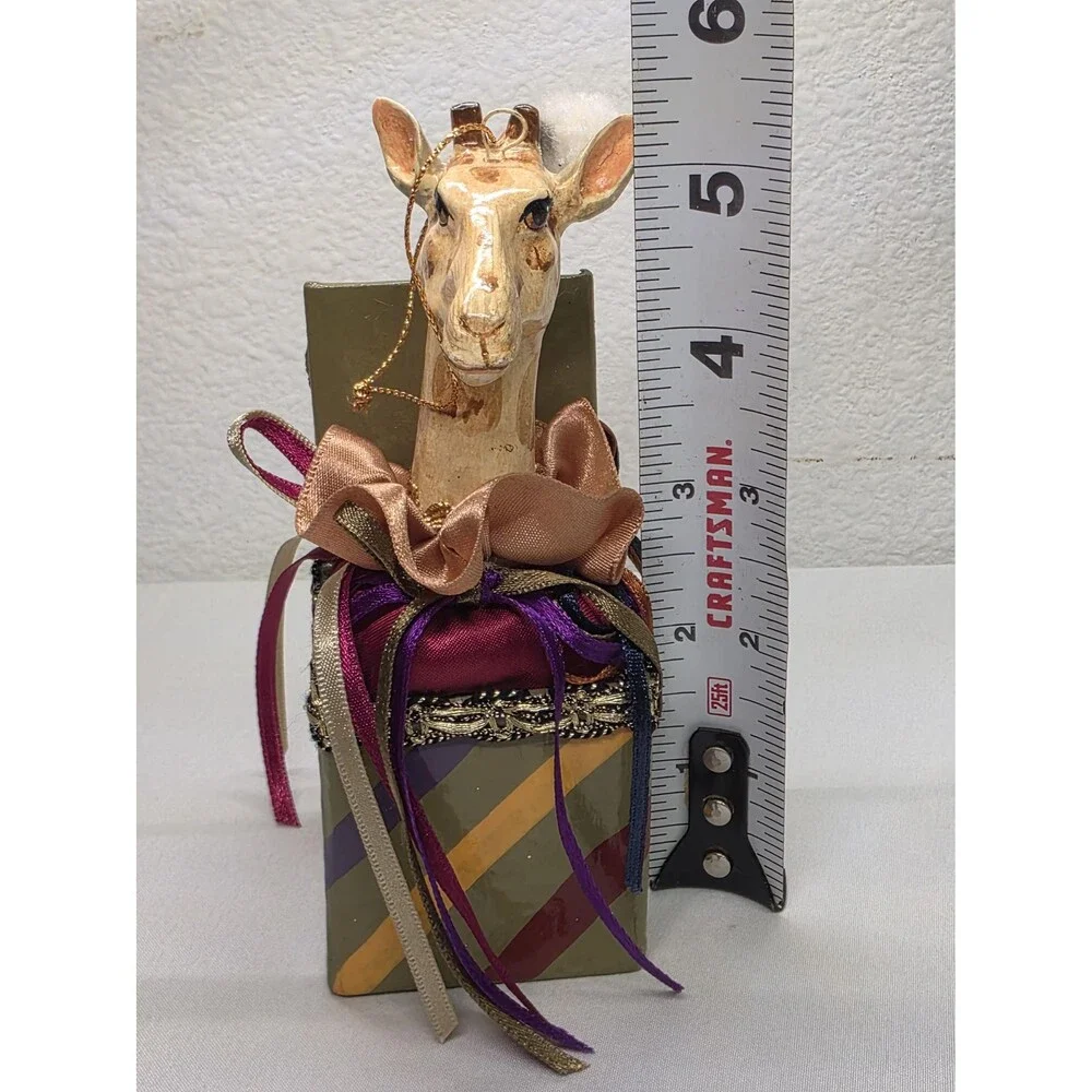 Vintage Katherines Collection Handcrafted Wooden Giraffe Trinket ornament Xmas
